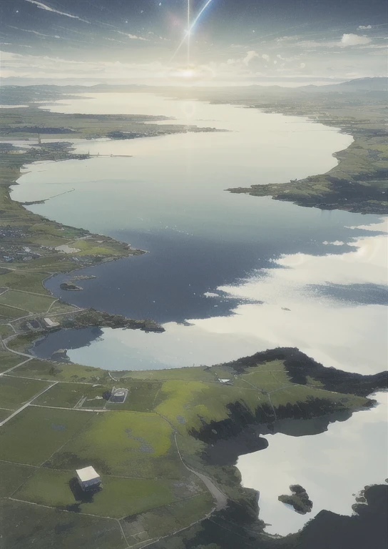 (Vast Sky + Vast grassland), Beautiful skyline, [Highlight Filter: 1.2 + Soft Light Filter: 0.8 + Contrast Optimization: 0.9 + High saturation: 1.1], Dynamic shooting angle, Starry Sky, Vast water, Distant Port.