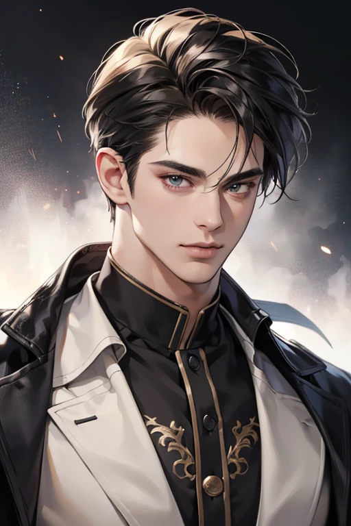 (best quality,4k,8k,highres,masterpiece:1.2),ultra-detailed,(realistic,photorealistic,photo-realistic:1.37),30 year old man,3 day beard,handsome anime,portraits,strong,masculine,dark hair,sharp jawline,mesmerizing eyes,perfectly styled hair,cool anime outfit,confident expression,vibrant colors,dynamic lighting, CEO and expression smile in love.