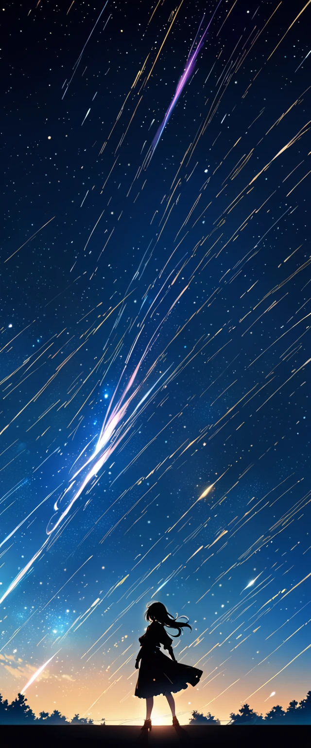 Anime girl standing on a rooftop looking at the starry night sky, Anime Wallpaper 4k, Anime Wallpaper 4 k, 4k Anime Wallpaper, Anime Art Wallpapers 8K, anime art wallpaper 4k, anime art wallpaper 4k, Anime Style 4k, Makoto Shinkai Cyril Rolland, 4K Manga Wallpapers, Anime Wallpaper, Awesome Wallpapers, shooting star