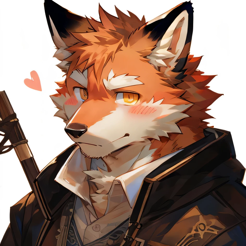 masterpiece,high quality,perfect anatomy,furry,anthro fox,white and red fur,male, niji5,brown pupils,bright eyes,blush,naked,detailed face,by kiyosan,close up face