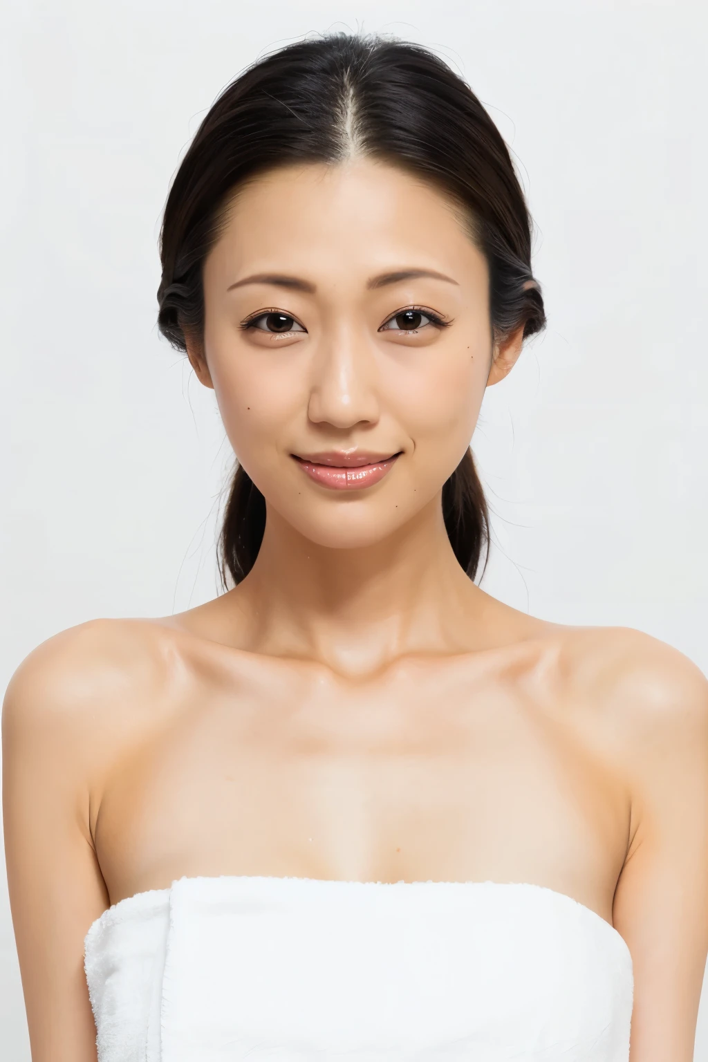 (((Nude Photos)))、Mature Woman,、(48 years old),、Lip gloss, (smile:1),clavicle, ((Looking at the audience)), (short hair ), (The whole body is visible) , Slender figure , With eyes wide open , Perfect round eyes , Fine texture , (Photorealistic:1.3),(RAW Photos), 8K, Very detailed, Highest quality,