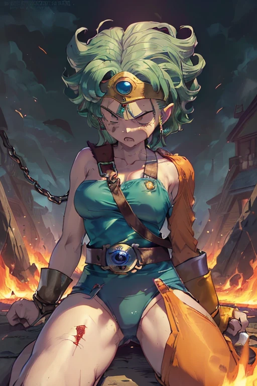 (((Dragon Quest 3 Costumes)))、distinct、、(((Whole body expression))),(((Sage)))、(((I almost died)))、(((Go down)))、(((Clothes are torn)))、((Make the most of your original images))、((The clothes are severely torn))、((Bloodstained))、((Stockings are torn))、((Best image quality、8K))、Ultra-high resolution、(((On one knee)))、(((Hands tied with chains))),(((I'm fainting))),(((Bleeding from many wounds)))、(((My chest is about to burst)))、(((The flames burn on the clothes)))、(((Hot air makes it hard to breathe)))、(((The costume is torn)))、(((Under attack from the enemy)))、(((My body is numb)))、(((Direct lightning strike)))、(((Rock Bottom of Despair)))。