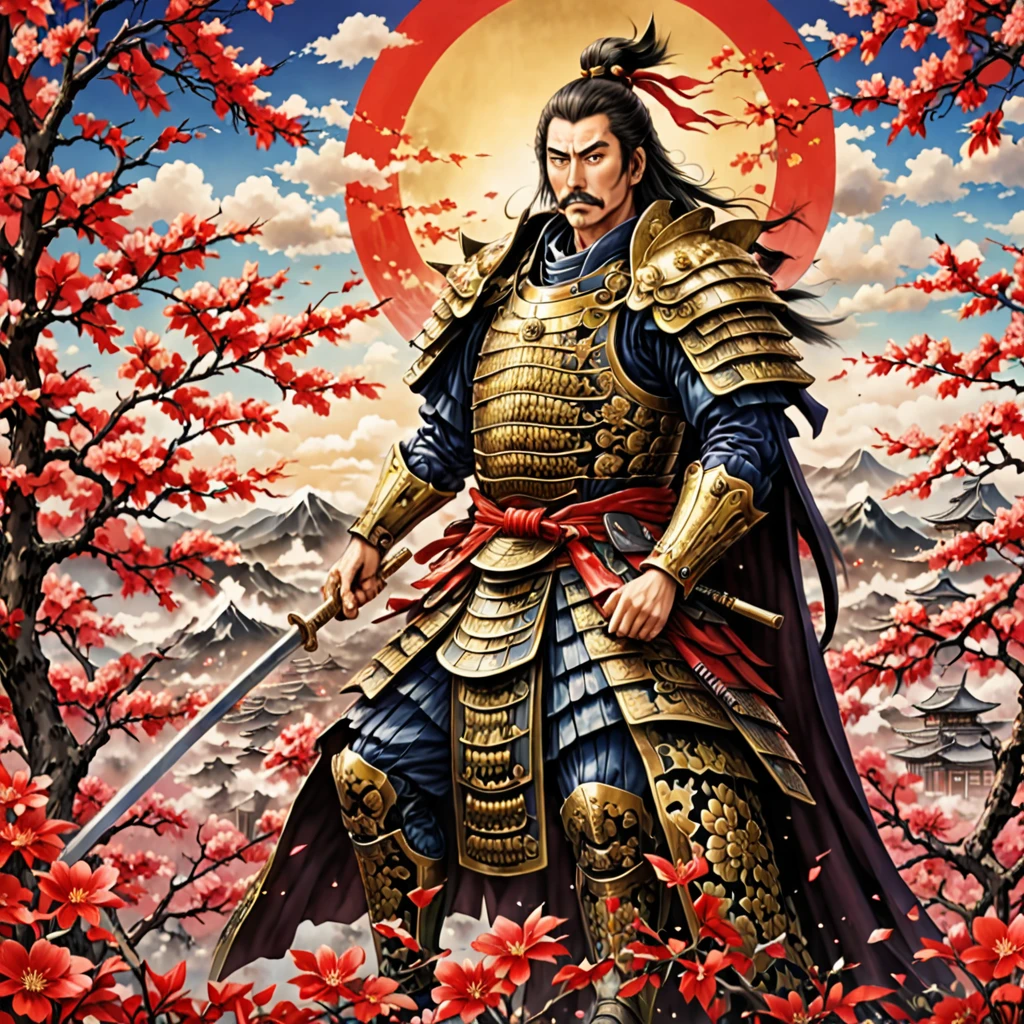 Highest quality，masterpiece，Ultra-high resolution,Oda Nobunaga