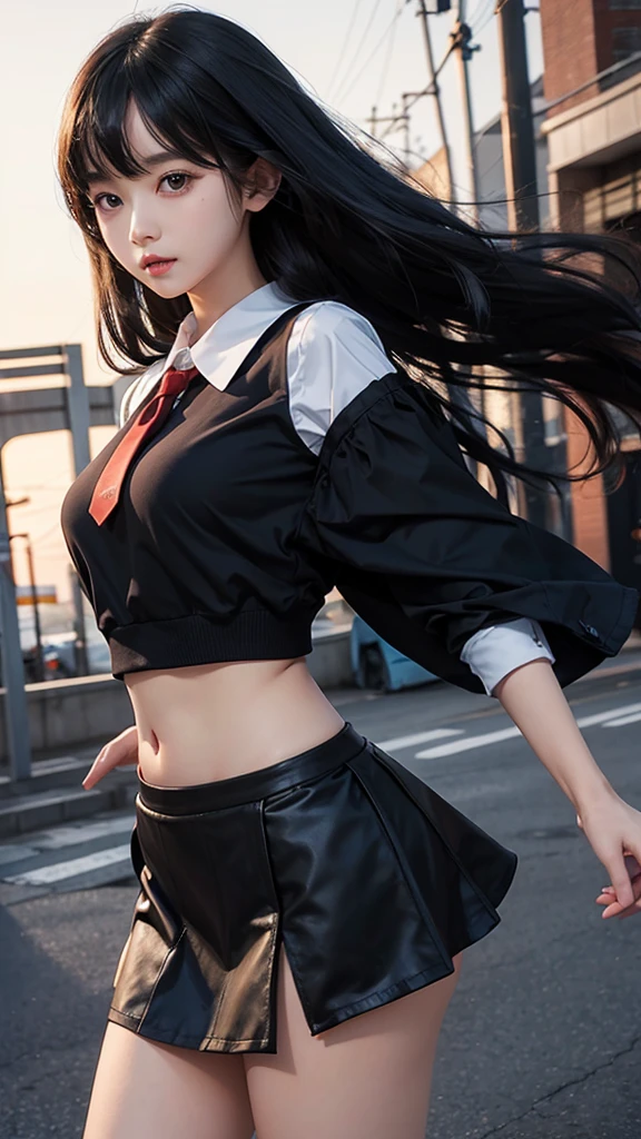 ((Blow-up skirt)), ((Super mini skirt floating in the wind)), ((White cotton panties)), Exposed panties, poneyTail、BREAK, ((Top of any color:1.3)), ((Skirts of any color:1.3)), BREAK, ((Strong winds from the front)), (embarrassed:1.4), ((blush)), ((Shocked)), super detailed skin, masutepiece:1.4, Photorealsitic, Best Quality, Beautiful lighting, Convoluted, high detailing, Sharp Focus, (Raw photo, 8K resolution, Ultra HD, Film grain), Perfect Style, beautifull detailed face, Beautiful detailed eyes, symmetrical eye, close to viewer, ((facing front)), (Anatomically correct), ((curvy body)), (WindyUpskirt), ((wind lift)), (blown by the wind:1.5), ((city, Many Asians, Crowded)):1.4, (Cowboy Shot:1.4), (Perfect hands, Detailed fingers):1.5, (hands free:1.4)