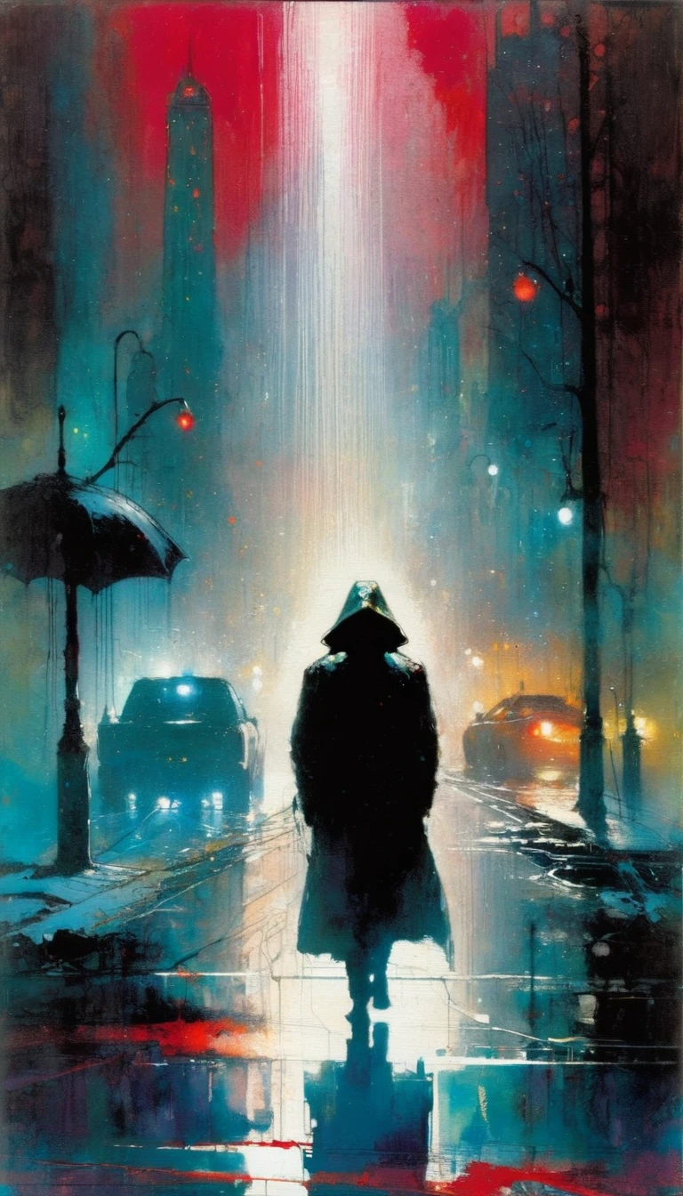 alone (art inspired by Bill Sienkiewicz ). oil painting)

