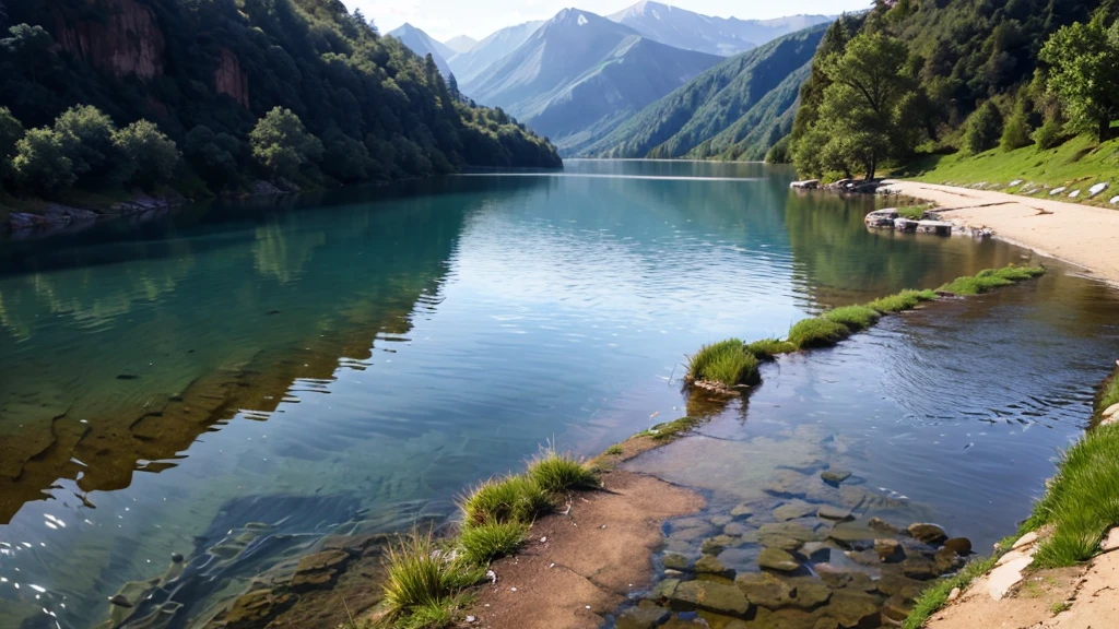 Natural landscape with water but not too much like a lake