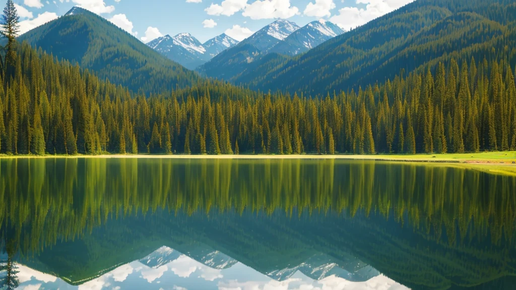 Natural landscape with few trees and a small lake