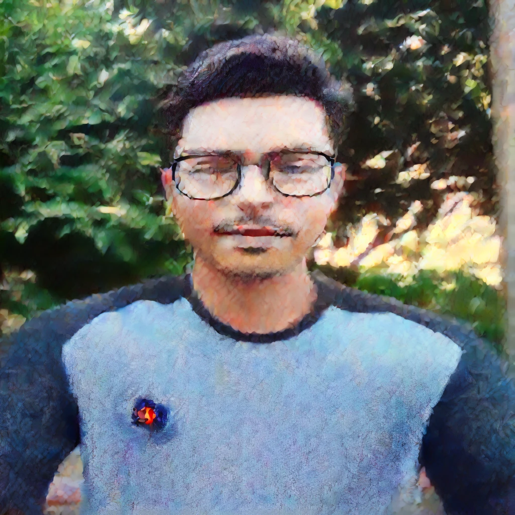 Keep the image as it is and make the image look like an cartoon He is wearing glasses