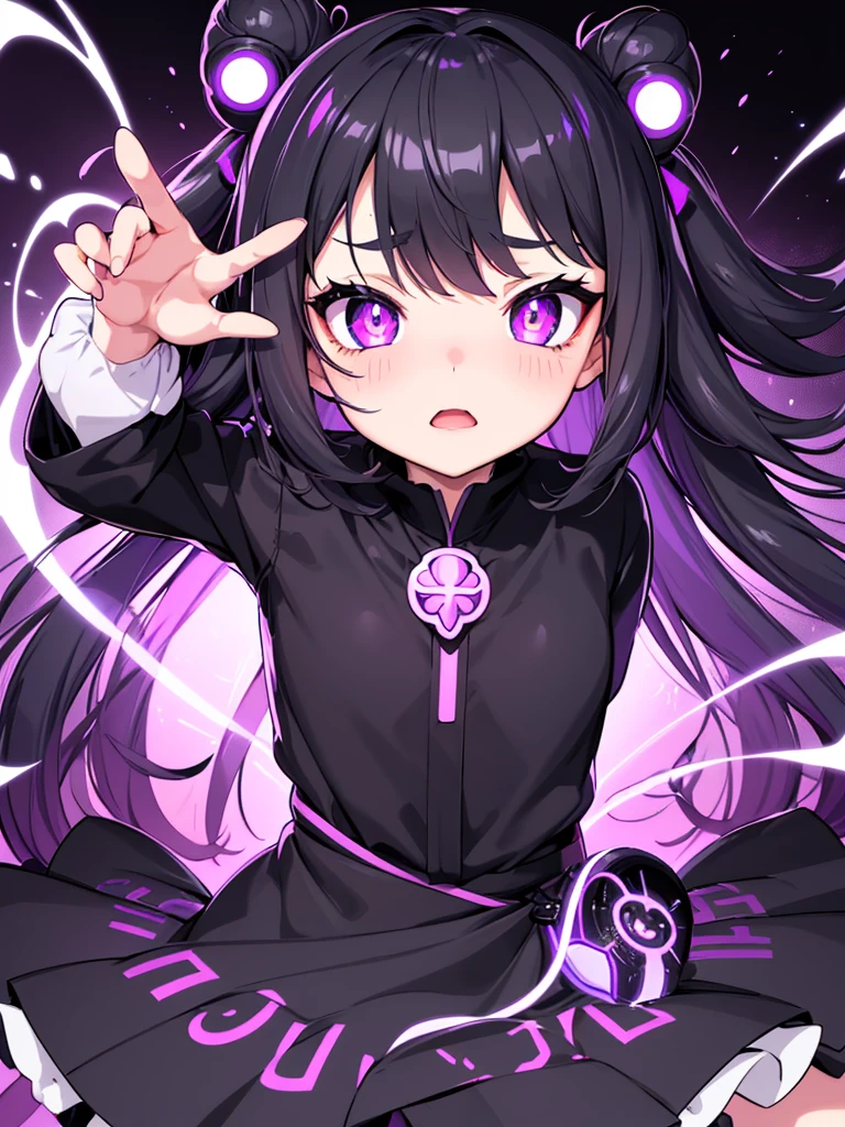 ,a close up of a person with purple eyes and a black and white outfit, a character portrait inspired by Puru, tumblr, process art, with glowing purple eyes, with glowing yellow eyes, anime style 4 k, ilya kuvshinov face, black anime pupils in her eyes, portrait knights of zodiac girl, best anime 4k konachan wallpaper