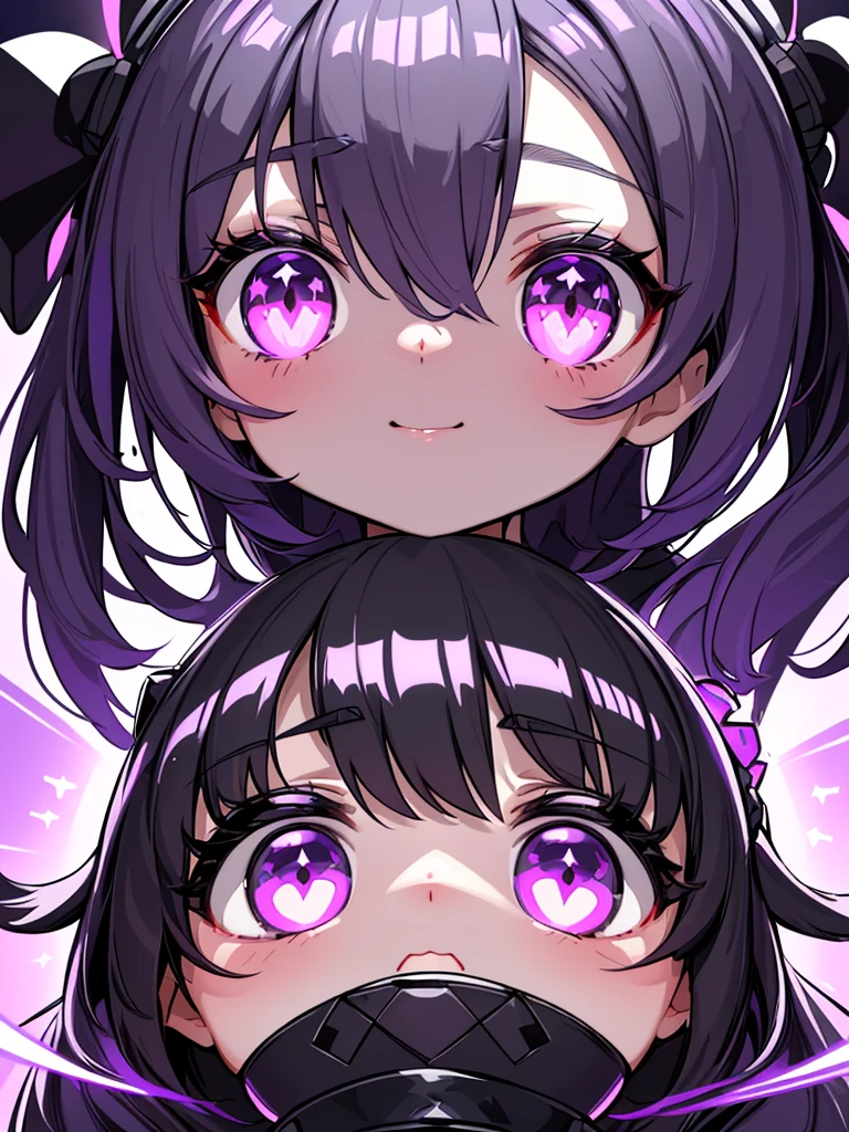 loli,a close up of a person with purple eyes and a black and white outfit, a character portrait inspired by Puru, tumblr, process art, with glowing purple eyes, with glowing yellow eyes, anime style 4 k, ilya kuvshinov face, black anime pupils in her eyes, portrait knights of zodiac girl, best anime 4k konachan wallpaper