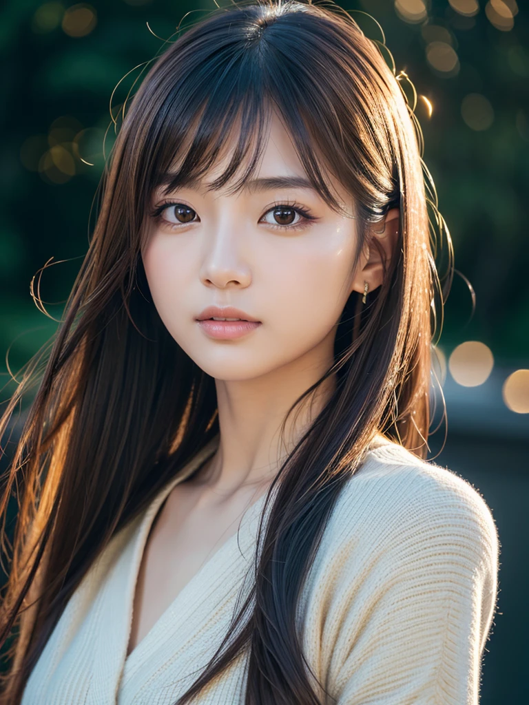 masterpiece、1 beautiful girl、Fine brown eyes、Puffy eyes、Highest quality, 超High resolution, (Reality: 1.4), Cinema Lighting、(Japanese)、Asian Beauty、Super Beauty、Beautiful Skin、Slender、(Look at the viewers)、(Surreal)、(High resolution)、(8K)、(Very detailed)、(Beautiful and detailed eyes)、(Ultra-detailed)、 (wall-)、Detailed face、Bright lighting、Professional Lighting、、Black background、Close-up of face