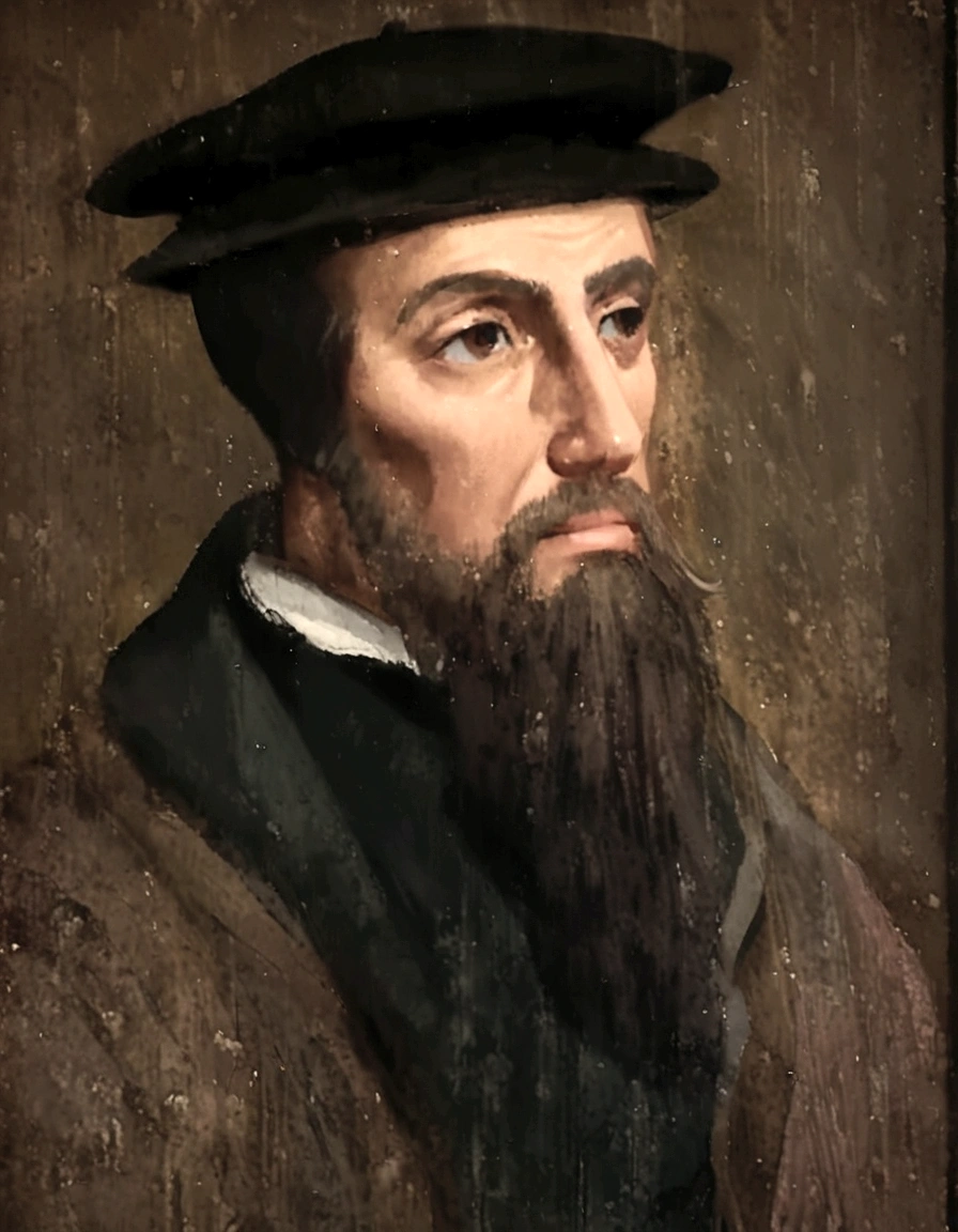 bearded man, beret,