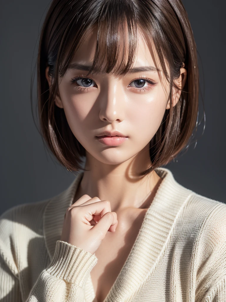 masterpiece, best quality, 8k, absurdres, (upper body:1.4), white shirt, beautiful girl, pretty face, looking at viewer, smile, ultra realistic, highres, photography, film grain, chromatic aberration, sharp focus, HDR, facelight, dynamic lighting, cinematic lighting, professional shadow, simple background, (dull yellow background:1.4), highest detailed, extreme detailed, ultra detailed, finely detail, real skin, delicate facial features, detailed face and eyes, sharp pupils, realistic pupils, (korean, japanese, chinese:0.3)