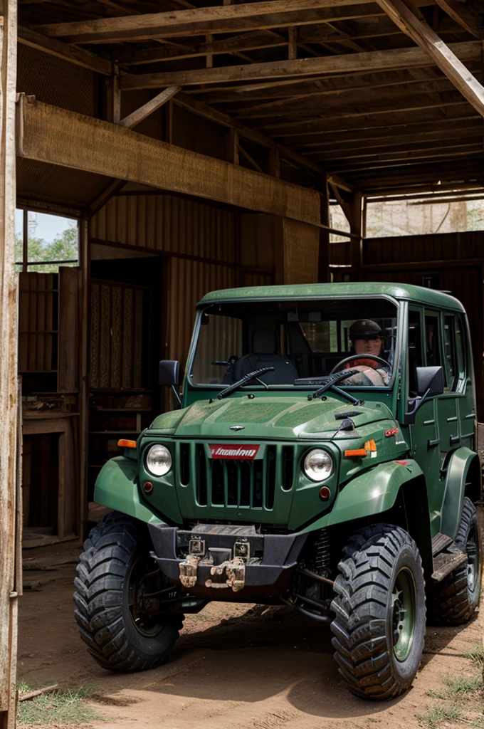 Dark green mahindra bolero