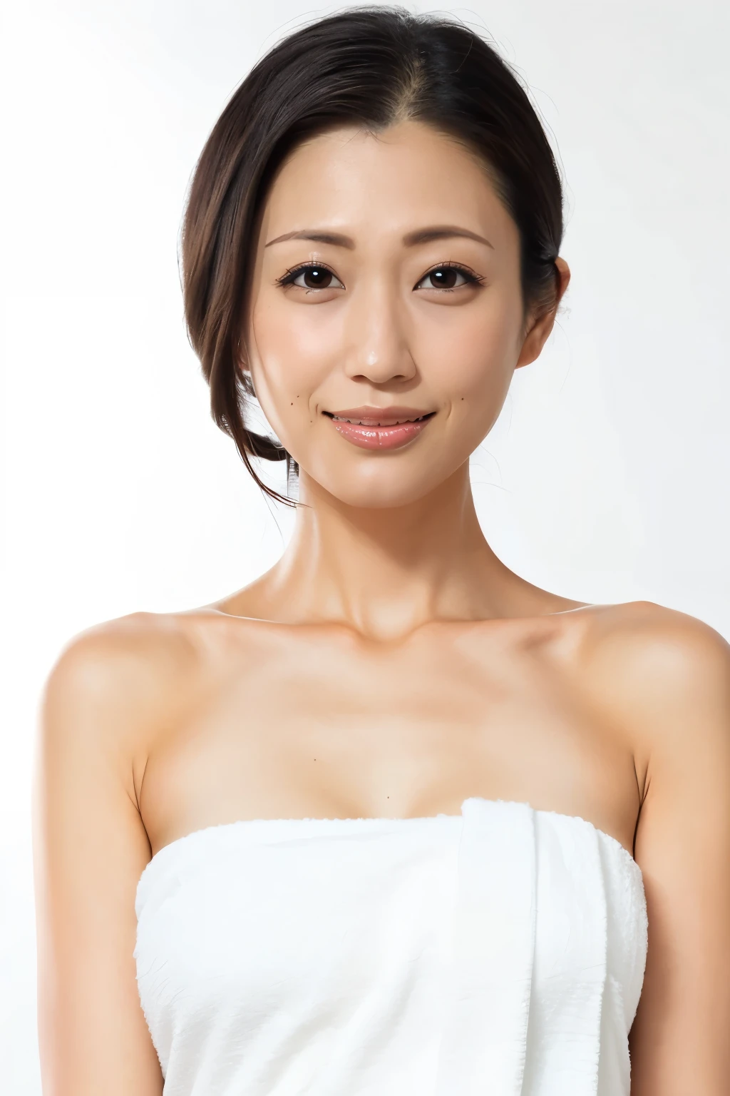 (Highest quality、Tabletop、8K、Best image quality、Award-winning works)、One beautiful woman、(Naked with a bath towel wrapped around her:1.3)、(The simplest pure white background:1.2)、(Damp Hair:1.2)、(Sweaty, Moist Skin:1.2)、Brightly lit face、Hot Face、(Staring at me with a cold, blank look:1.4)、(White skin:1.2)、Very bright、Super high resolution beautiful face、Ultra HD Hair、Ultra High Definition Moist, Shiny skin、Super high quality glossy lip、(Accurate anatomy:1.1)、(Big Breasts:1.3)、Slender body、(Accentuate your body lines:1.1)、(Accurate anatomy:1.2)、(Perfect beautiful bath towels:1.3)、look at me、Standing Elegantly、(Face close-up:1.6)