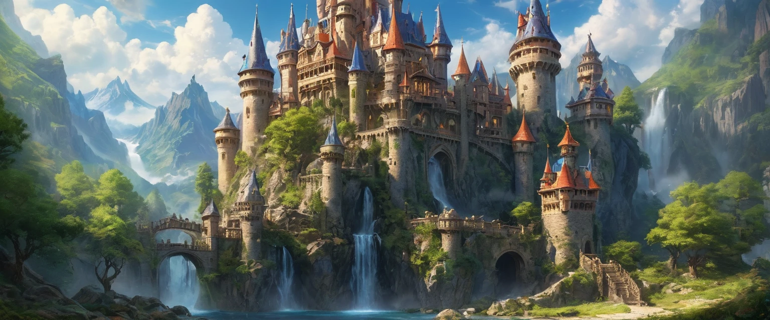 a moving castle,enchanted castle,spectacular moving fortress,beautifully wrought masterpiece:1.2,ultra-detailed,realistic:1.37,animating bricks and stones:moving,spiraling towers and flags,vibrant colors,glowing windows,enchanted forest,magic and fantasy elements,royal architecture and design,ancient secrets and mysteries,captivating,ethereal atmosphere,majestic,grandiose,imposing presence,roaming through landscapes,ever-changing surroundings,magical creatures,clouds of magic and spells,whimsical,otherworldly,sublime,unfathomable beauty,floating on a river of dreams,surreal,mesmerizing,lost in time,ever-evolving,powerful,enchanted by the unknown,dream-like,spellbinding,irresistible,joyful,unforgettable journey。