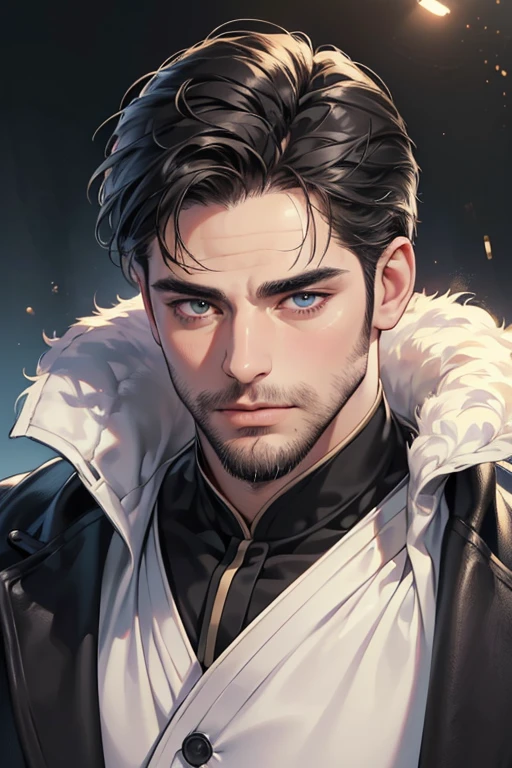 (best quality,4k,8k,highres,masterpiece:1.2),ultra-detailed,(realistic,photorealistic,photo-realistic:1.37),30 year old man,3 day beard,handsome anime,portraits,strong,masculine,dark hair,sharp jawline,mesmerizing eyes,perfectly styled hair,cool anime outfit,confident expression,vibrant colors,dynamic lighting