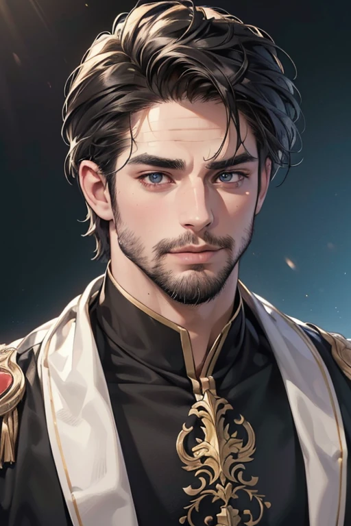 (best quality,4k,8k,highres,masterpiece:1.2),ultra-detailed,(realistic,photorealistic,photo-realistic:1.37),30 year old man,3 day beard,handsome anime,portraits,strong,masculine,dark hair,sharp jawline,mesmerizing eyes,perfectly styled hair,cool anime outfit,confident expression,vibrant colors,dynamic lighting