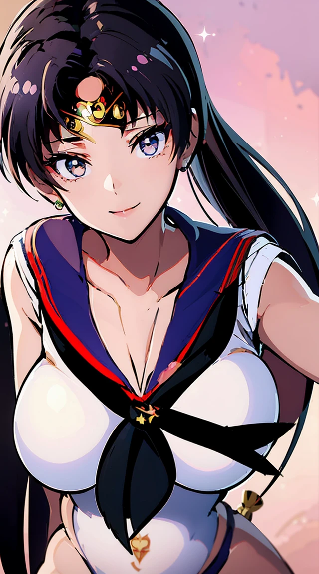 (((Sailor Pluto:1.6)))、smile, View your viewers, (((Sailor Warrior Uniforms:1.8))), skirt, gloves、((8K)), ((32k)), ((Highest quality)), ((masterpiece)), ((超High resolution)), ((Tmasterpiece)), (((head shot:1.6)))、((8K)), ((32k)), ((Highest quality)), ((masterpiece)), ((超High resolution)), Fine skin、Expose your shoulders、魅惑的なsmile、Brown Hair, Brown eyes, Long and high ponytail, hair band, 1 person、Age 25, Japanese Mature, beautiful指, beautiful長い脚, beautiful体, beautiful鼻, beautifulキャラクターデザイン, Perfect Eyes, Perfect Face, jewelry, See through, smile、hair ornaments, king of fighters、 (Tabletop, Highest qualityの, Highest quality, beautifully、beautiful: 1.2), Very detailed, More detailed,適切な体のProfessionalポーション,Tabletop,Ultra-high quality output images,High resolution,Intricate details,Very delicate and beautiful hair,Realistic photos,dream-like,Professionalの照明,Realistic Shadows,Focus Only, (Big Breasts:1.2,) , フローティングskirtFine skinの質感, High quality fabric, High quality metallic texture、((Beautiful and dense face))、RAW Photos、Professional, Ultra-fine painting, ((alone)), beautiful胸、Highest quality, Very detailed, Very detailed詳細, Finer details, so beautiful,(Five Fingers, Four fingers and thumb),Concept Art, Anime fantasy artwork, Detailed fantasy art,8KHigh resolution, Detailed Art, 8 Slim legs, Defined, Defined fingers
