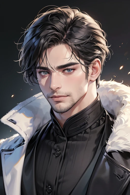 (best quality,4k,8k,highres,masterpiece:1.2),ultra-detailed,(realistic,photorealistic,photo-realistic:1.37),30 year old man,3 day beard,handsome anime,portraits,strong,masculine,dark hair,sharp jawline,mesmerizing eyes,perfectly styled hair,cool anime outfit,confident expression,vibrant colors,dynamic lighting