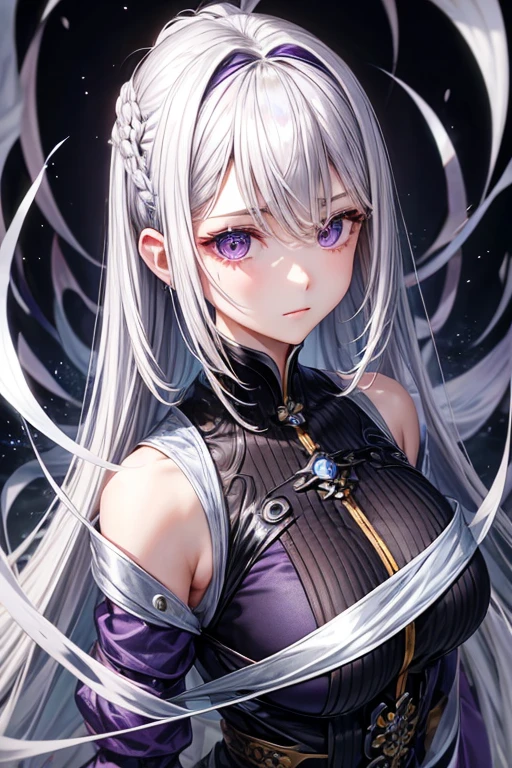(Hairstyle with all hair swept back).Strange Eyes、Silver hair back、male、Her hair is shoulder-length、Strange Eyes、maleの左目赤色、male右目青、Purple coat、Increase the wide angle、Clear Eyes、male性、whole body、