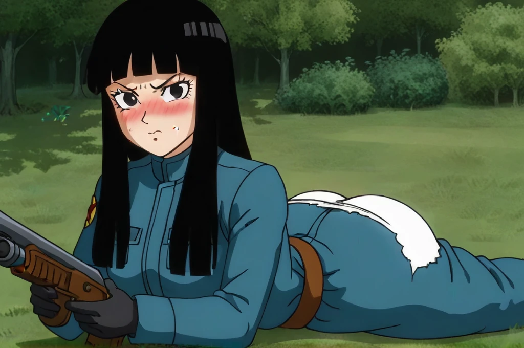 source_anime, score_9,score_8_up, score_7_up,  anime screencap,
solo, 1girl, 
mai, long hair, black hair, black eyes, military uniform, black gloves, excited, blue sky, outdoors, field, breasts, blowjob, blowjob face, looking at viewer, small dick, giving blowjob, face focus, anmale pov, deepthroat, ass, on all fours, spread legs, spread arms, cum, cum in mouth, crawling,