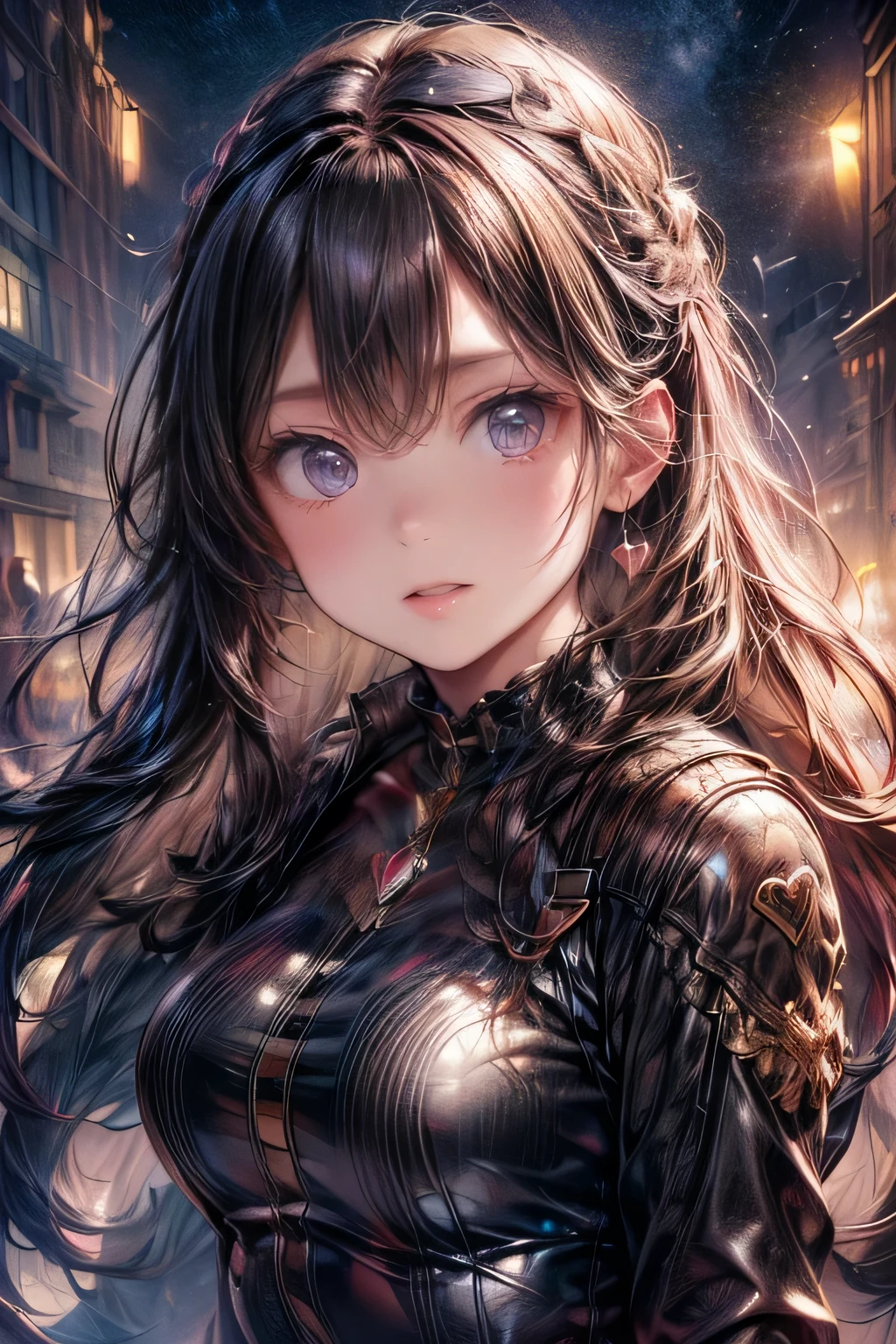 beautiful cute girl, heart-shaped sunglasses on forehead, black trench coat, hair flowing in the breeze, thigh-high boots, midriff-baring, 1girl, beautiful detailed eyes, beautiful detailed lips, extremely detailed eyes and face, long eyelashes, elegant, graceful pose, soft lighting, pastel color palette, dreamy, whimsical, fantasy, full-body view, (highest quality,16k,highres,masterpiece:1.2),ultra-detailed,(realistic,photorealistic,photo-realistic:1.37),HDR,UHD,studio lighting,ultra-fine painting,sharp focus,physically-based rendering,extreme detail description,professional,vivid colors,bokeh