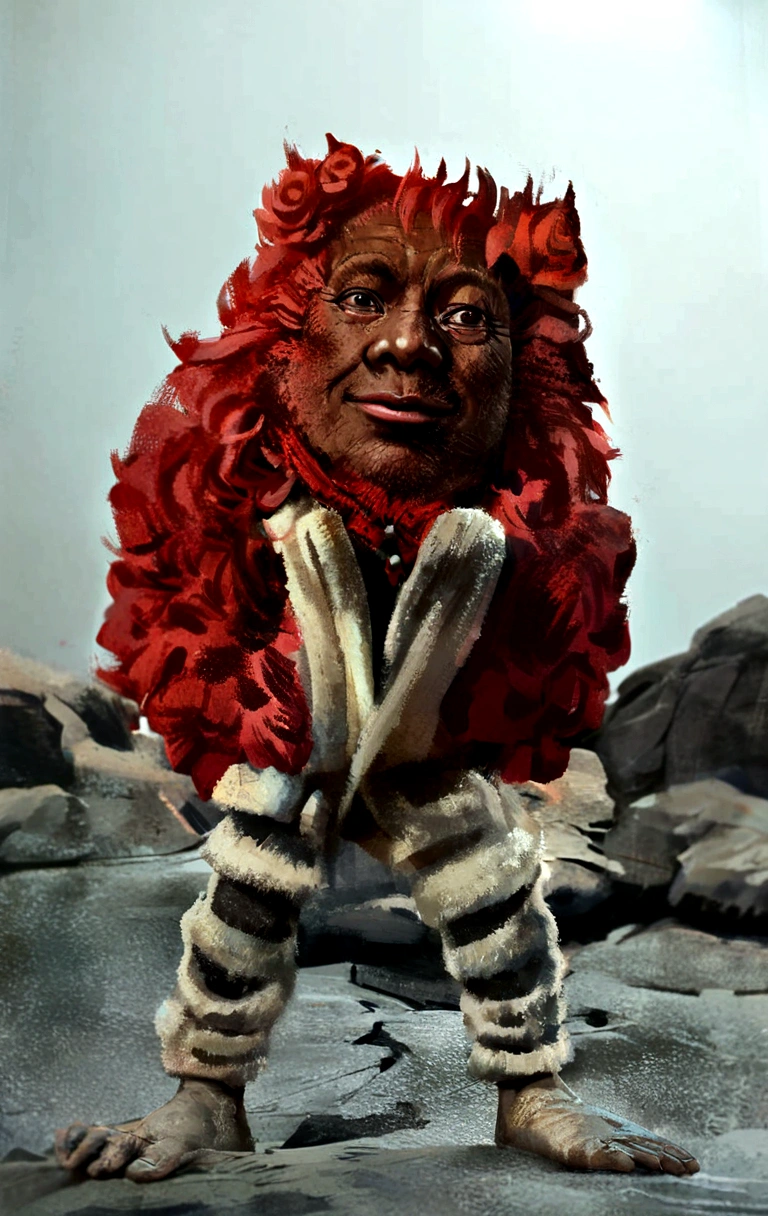 full body,view straight on,smile,sitting,coat,realistic,landscape