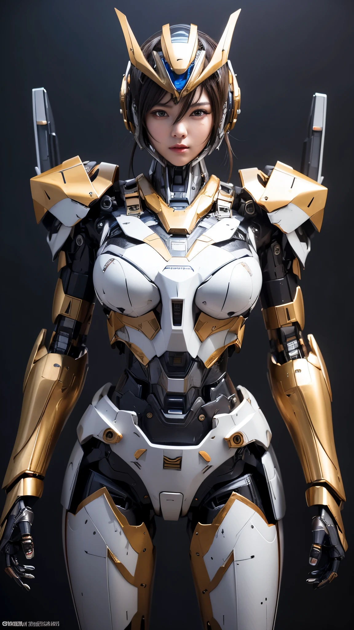 Textured skin, Super Detail, high details, High quality, Best Quality, hight resolution, 1080p, hard disk, Beautiful,(Super Heroine),(Mecha Queen),Oppai Missile,beautiful cyborg woman,Mecha Cyborg Girl,Battle Mode,Girl with a Mecha Body,She wears a battle cyborg mech with a weapon,Fulll body Shot
