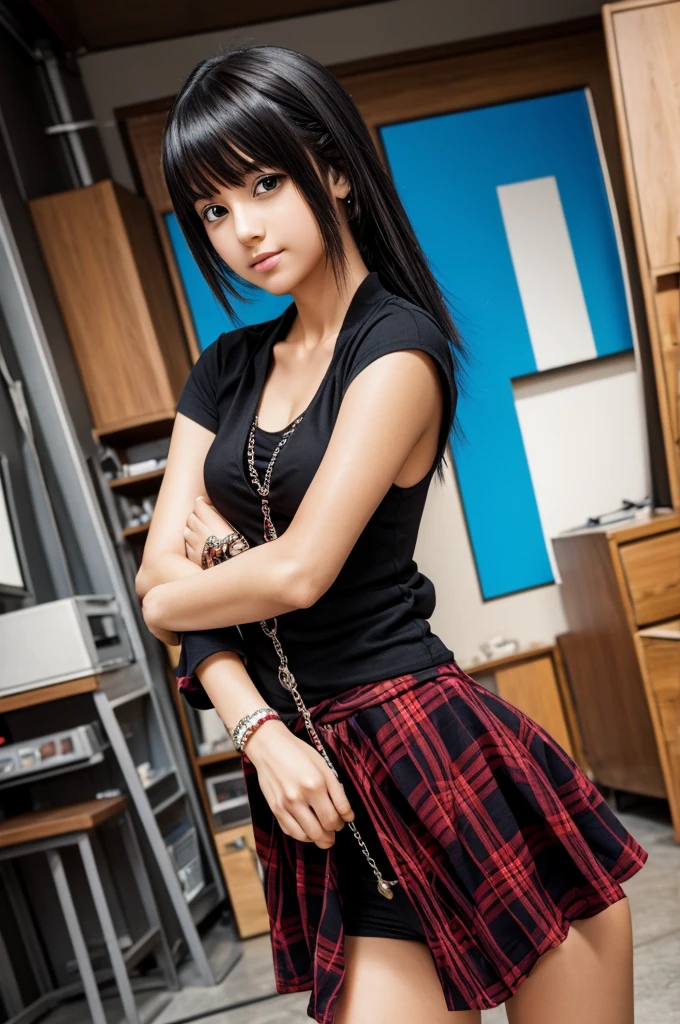 Best quality masterpiece anime girl pose hot rockstar