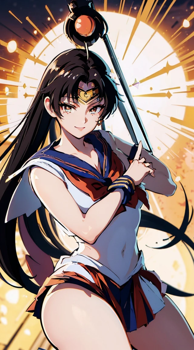 (((Sailor Pluto:1.6)))、smile, View your viewers, (((Sailor Warrior Uniforms:1.8))), skirt, gloves、((8K)), ((32k)), ((Highest quality)), ((masterpiece)), ((超High resolution)), ((Tmasterpiece)), (((head shot:1.6)))、((8K)), ((32k)), ((Highest quality)), ((masterpiece)), ((超High resolution)), Fine skin、Expose your shoulders、魅惑的なsmile、Brown Hair, Brown eyes, Long and high ponytail, hair band, 1 person、Age 25, Japanese Mature, beautiful指, beautiful長い脚, beautiful体, beautiful鼻, beautifulキャラクターデザイン, Perfect Eyes, Perfect Face, jewelry, See through, smile、hair ornaments, king of fighters、 (Tabletop, Highest qualityの, Highest quality, beautifully、beautiful: 1.2), Very detailed, More detailed,適切な体のProfessionalポーション,Tabletop,Ultra-high quality output images,High resolution,Intricate details,Very delicate and beautiful hair,Realistic photos,dream-like,Professionalの照明,Realistic Shadows,Focus Only, (Big Breasts:1.2,) , フローティングskirtFine skinの質感, High quality fabric, High quality metallic texture、((Beautiful and dense face))、RAW Photos、Professional, Ultra-fine painting, ((alone)), beautiful胸、Highest quality, Very detailed, Very detailed詳細, Finer details, so beautiful,(Five Fingers, Four fingers and thumb),Concept Art, Anime fantasy artwork, Detailed fantasy art,8KHigh resolution, Detailed Art, 8 Slim legs, Defined, Defined fingers