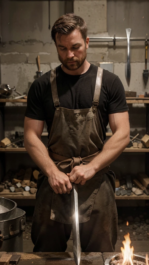 Eamon at the forge:
Describe Eamon working in his forge, fashioning swords and hammering hot iron.
Explore your daily routine and your dissatisfaction with monotonous life