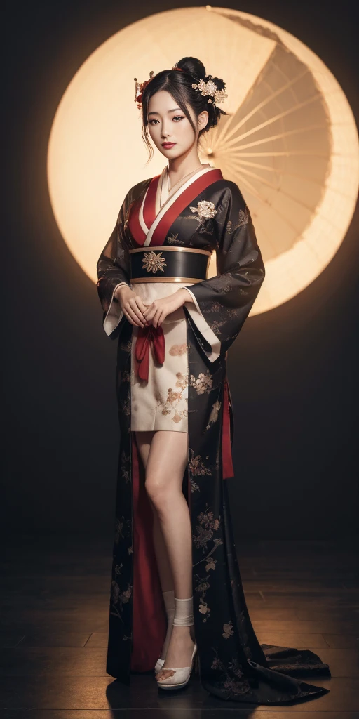 a highly detailed full body portrait of a geisha. 8k, octane render, Intricate hyperdetails, Symmetrical