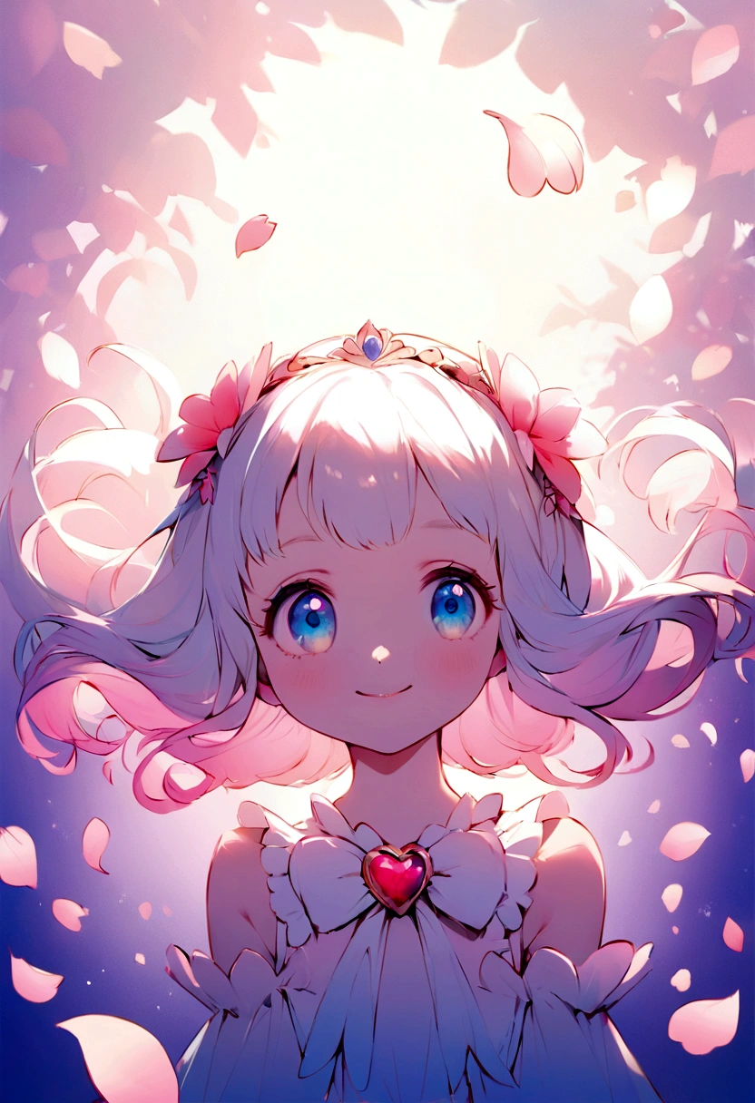 Create a close-up portrait in 4K resolution of Thumbelina, the tiny protagonist from the animated film "Thumbelina," with a blank background. The portrait should capture her iconic features: her delicate and expressive face, her bright and curious eyes, and her charming and innocent smile. Thumbelina should be depicted in her whimsical attire, possibly with petals or natural elements that reflect her connection to nature. The background should be completely blank (white or a solid color) to keep the focus solely on Thumbelina. The lighting should be soft and natural, emphasizing her small size and the enchanting world around her without any distractions.