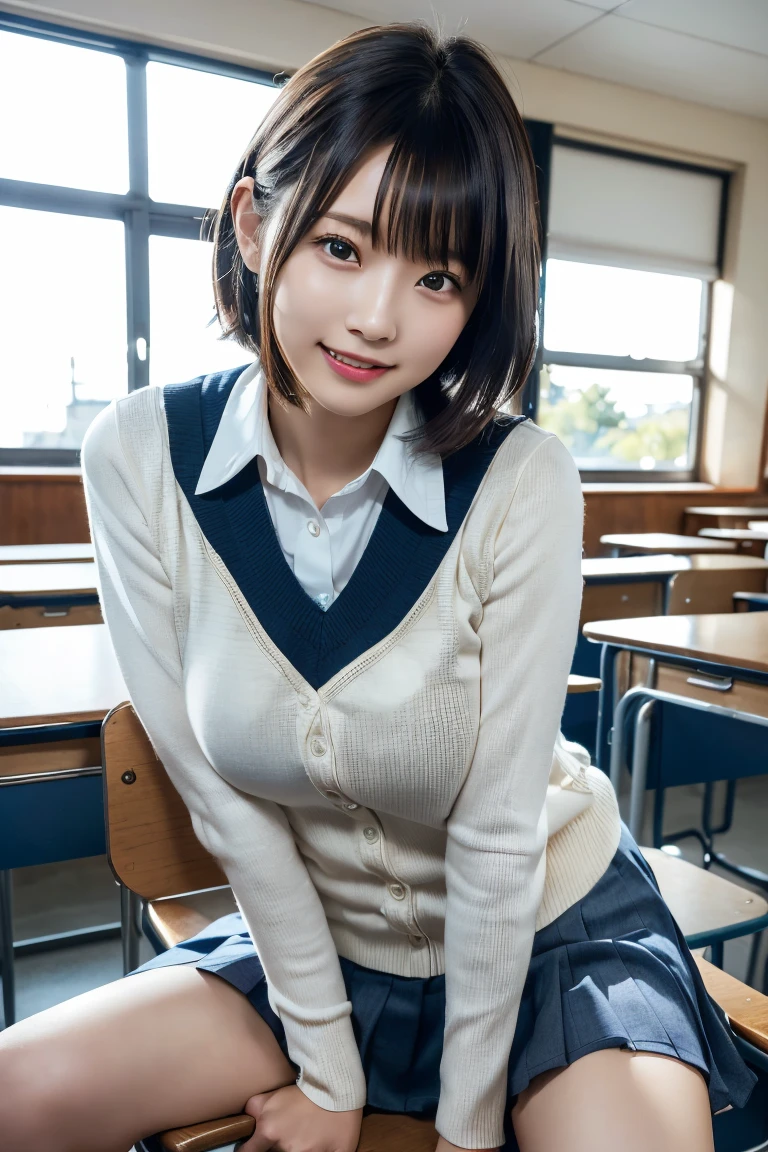 Tabletop, Highest quality, Japanese Girls,One Girl, 8K, RAW Photos, Highest quality, Tabletop, んdebtdebt:1.2, Highly detailed RAW color photos, Professional photos, (Realistic, Realistic:1.37), (Highly detailed skins:1.2), Ultra-high resolution, (Lenz 50mm), (debt/1.2),Exquisitely drawn eyes,Gazing at the audience,
Breaking up with a girl (Many elderly people:1.4), Beautiful Face, cute,(smile:1.05),(20-year-old, Big Breasts, Wide Hips,Straight hair, (short hair), iris, white and fine-grained skin,Small Mouth, high cheekbones (meaning), Sexy pose,(Leaning forward:1.3),(The to the debtW:1.1),White panties、Korean Idol、Nogizaka idol、Burning idol pose、Adult、、(Tabletop, Highest quality:1.3), (Ultra-fine 8K CG:1.2), (超Realisticな:1.35), (Realistic:1.45), (Realistic:1.4), Cowboy Shot,
Beautiful Japanese Women, 22 years old, Supermodel, Japanese Idols, __performance__, Big Breasts, (Sitting at a desk:1.1), (school uniform:1.4), (Spread your legs:1.2),
(School classroom background:1.1),