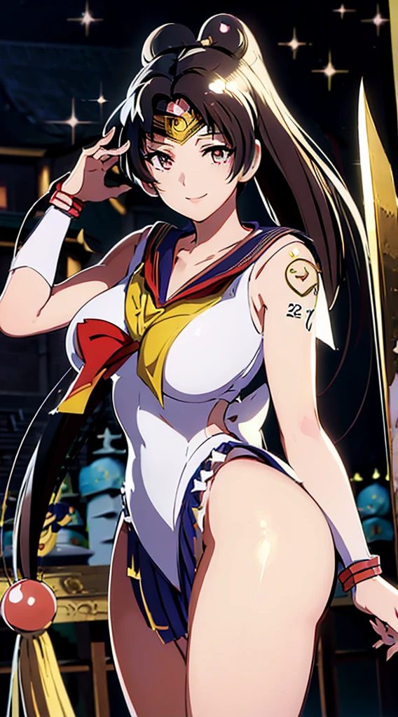 (((Sailor Pluto:1.6)))、smile, View your viewers, (((Sailor Warrior Uniforms:1.8))), skirt, gloves、((8K)), ((32k)), ((Highest quality)), ((masterpiece)), ((超High resolution)), ((Tmasterpiece)), (((head shot:1.6)))、((8K)), ((32k)), ((Highest quality)), ((masterpiece)), ((超High resolution)), Fine skin、Expose your shoulders、魅惑的なsmile、Brown Hair, Brown eyes, Long and high ponytail、1 person、Age 25, Japanese Mature, beautiful指, beautiful長い脚, beautiful体, beautiful鼻, beautifulキャラクターデザイン, Perfect Eyes, Perfect Face, jewelry, See through, smile、hair ornaments, king of fighters、 (Tabletop, Highest qualityの, Highest quality, beautifully、beautiful: 1.2), Very detailed, More detailed,適切な体のProfessionalポーション,Tabletop,Ultra-high quality output images,High resolution,Intricate details,Very delicate and beautiful hair,Realistic photos,dream-like,Professionalの照明,Realistic Shadows,Focus Only, (Big Breasts:1.2,) , フローティングskirtFine skinの質感, High quality fabric, High quality metallic texture、((Beautiful and dense face))、RAW Photos、Professional, Ultra-fine painting, ((alone)), beautiful胸、Highest quality, Very detailed, Very detailed詳細, Finer details, so beautiful,(Five Fingers, Four fingers and thumb),Concept Art, Anime fantasy artwork, Detailed fantasy art,8KHigh resolution, Detailed Art, 8 Slim legs, Defined, Defined fingers