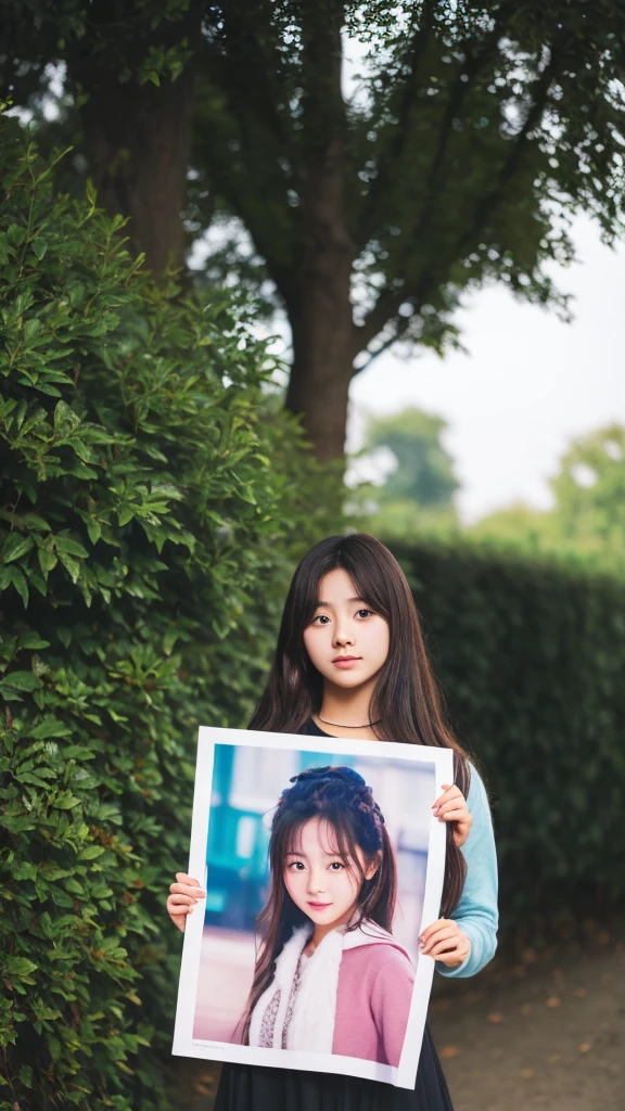 Beautiful girl holding a blank poster