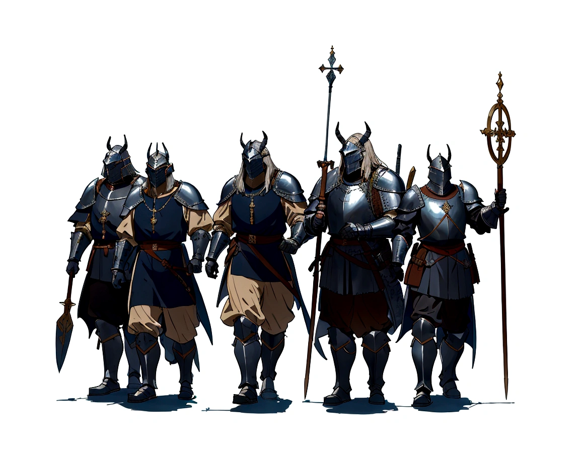 a group of men in medieval armor standing next to each other, medieval concept art, guards intricate, guards, heavily armoured, heavily armored, imperial military, by Ludwik Konarzewski, soldiers, by Artur Tarnowski, heavy cavalry, by Viktor de Jeney, by Tadeusz Pruszkówski, several soldiers, generic city guards