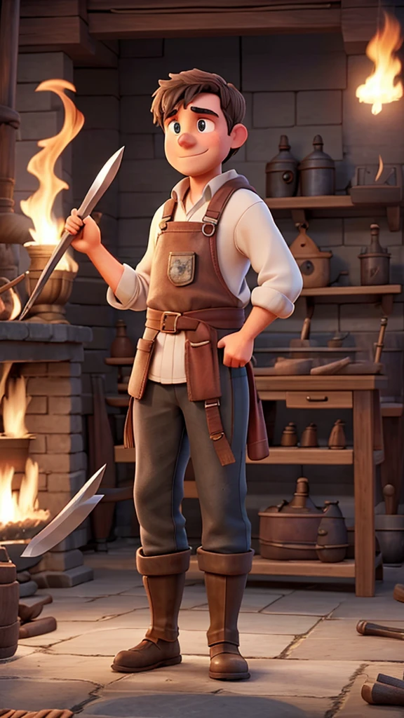 Eamon at the forge:
Describe Eamon working in his forge, fashioning swords and hammering hot iron.
Explore your daily routine and your dissatisfaction with monotonous life