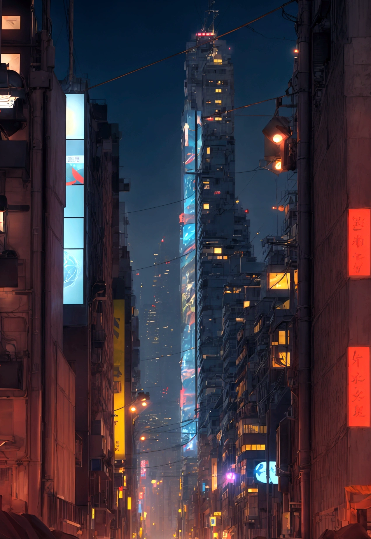 People live, Future City Street , Bright lighting, Spirited, Very crowded, Populous, Color Scheme, Art Station, Create ultra-realistic renderings of aircraft，cyber punk. Street cables densely cover the areas between buildings. Lighting scene lights on, quality\(8K,非常に精細なCGユニットのwallpaper, masterpiece,High resolution,top-quality,top-quality real texture skin,Surreal,Increase the resolution,RAW Photos,最高quality,Very detailed,wallpaper,Cinema Lighting,Ray-tracing,Golden Ratio\),(Long Shot),landscape,