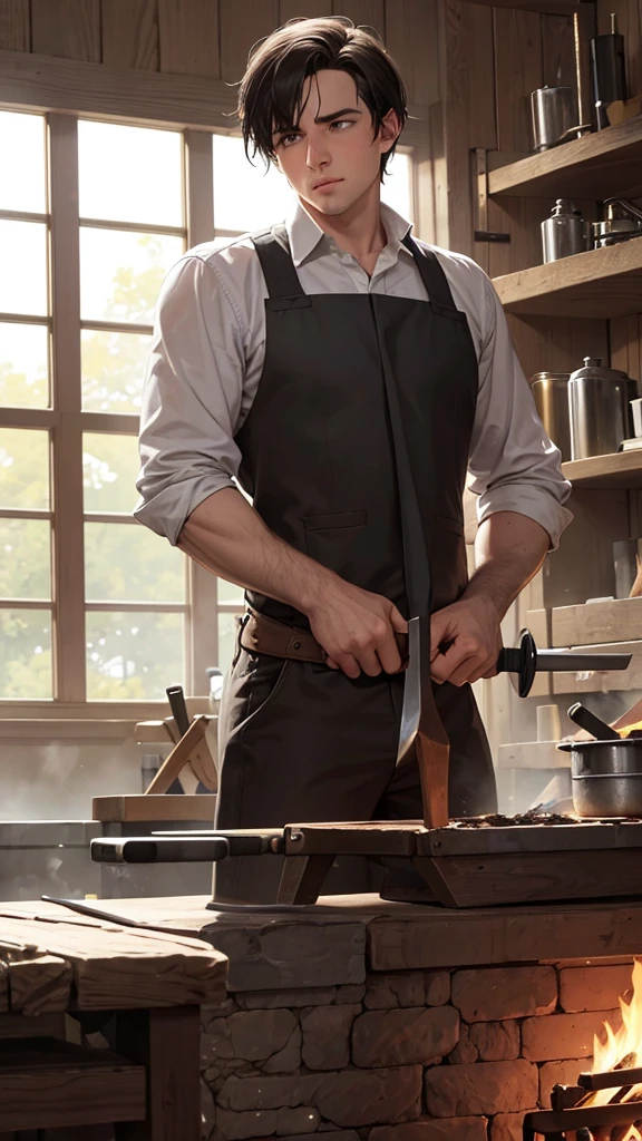 Eamon at the forge:
Describe Eamon working in his forge, fashioning swords and hammering hot iron.
Explore your daily routine and your dissatisfaction with monotonous life