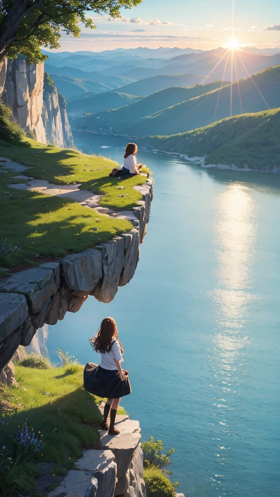 On the cliff,Greeting the sun