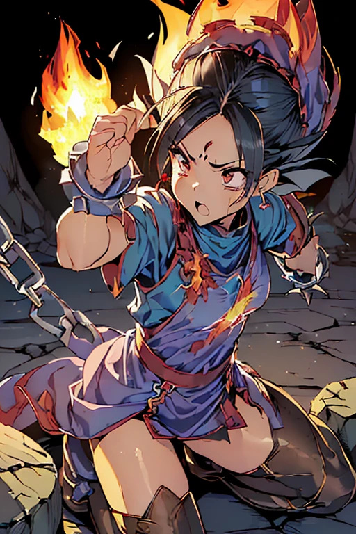 (((Dragon Quest 3 Costumes)))、distinct、(((Female)))、(((Whole body expression))),(((wise)))、(((alone)))、(((Go down)))、(((Clothes are torn)))、((Make the most of your original images))、((The clothes are severely torn))、((Bloodstained))、((Stockings are torn))、((Best image quality、8K))、Ultra-high resolution、(((On one knee)))、(((Hands tied with chains))),(((I'm fainting))),(((Bleeding from many wou(My chest is about to burst)))、(((The flames burn on the clothes)))、(((Hot air makes it hard to breathe)))、(((The costume is torn)))、(((Under attack from the enemy)))、(((My body is numb)))、(((Direct lightning strike)))、(((Rock Bottom of Despair)))、(((I am enduring it with willpower alone.))),(((The flames burn on the clothes)))、(((Eyes are clear)))、(((Getting punched in the stomach)))、(((Based on the original)))。