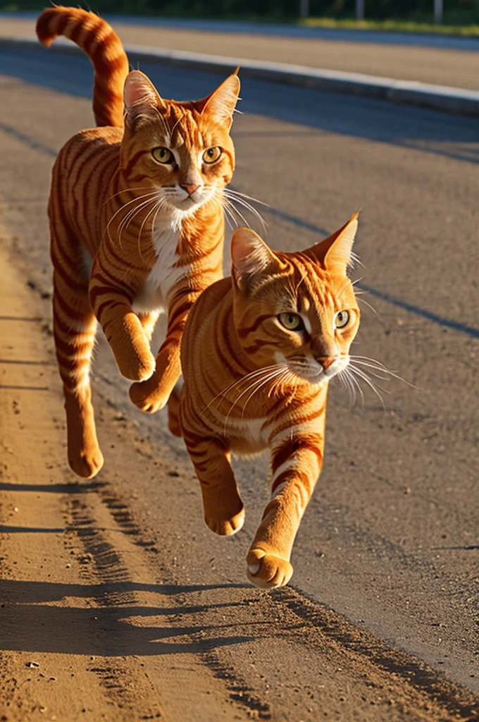 Orange cat running