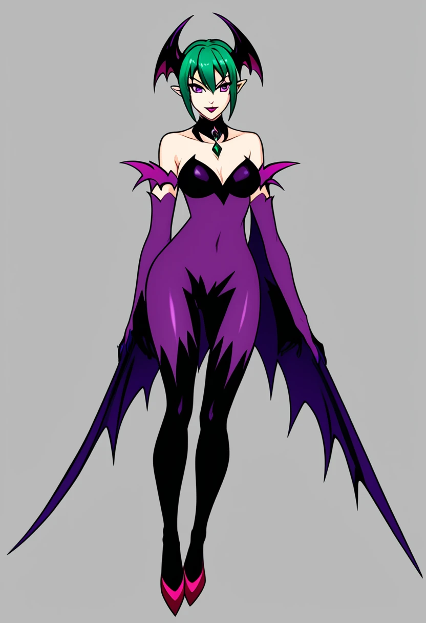 empty background, character: manga (((morrigan aensland))), view: full body