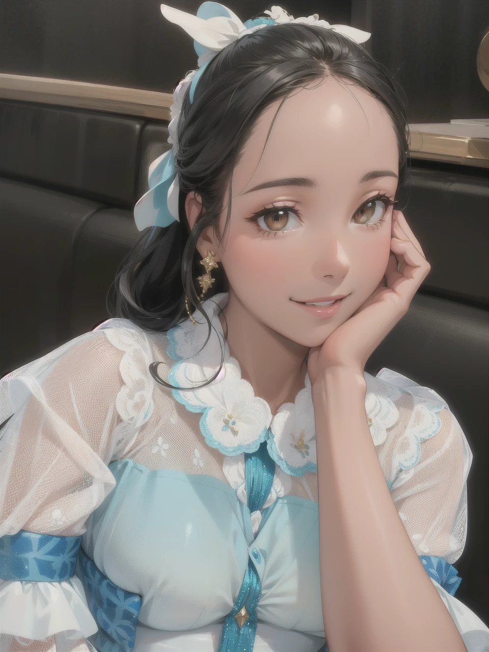 beautiful girl high resolution Big Breasts Black Hair smile