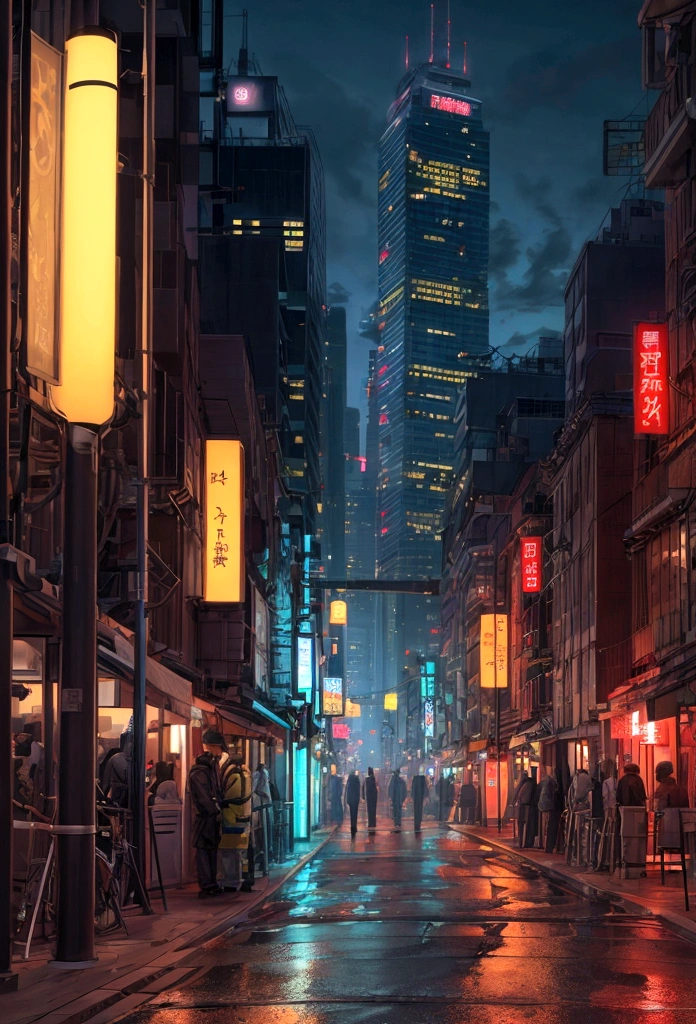 People live, Future City Street , Bright lighting, Spirited, Very crowded, Populous, Color Scheme, Art Station, Create ultra-realistic renderings of aircraft,cyber punk. Street cables densely cover the areas between buildings. Lighting scene lights on, quality\(8K,非常に精細なCGユニットのwallpaper, masterpiece,High resolution,top-quality,top-quality real texture skin,Surreal,Increase the resolution,RAW Photos,最高quality,Very detailed,wallpaper,Cinema Lighting,Ray-tracing,Golden Ratio\),(Long Shot),landscape,