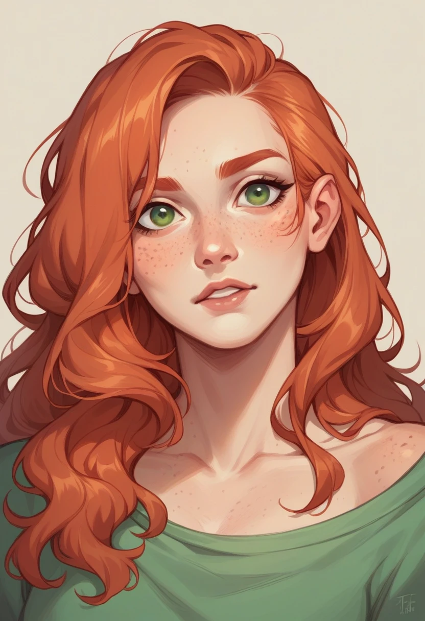 natural redhead woman, with freckles on his face, greeneyes, 15th century royal clothing