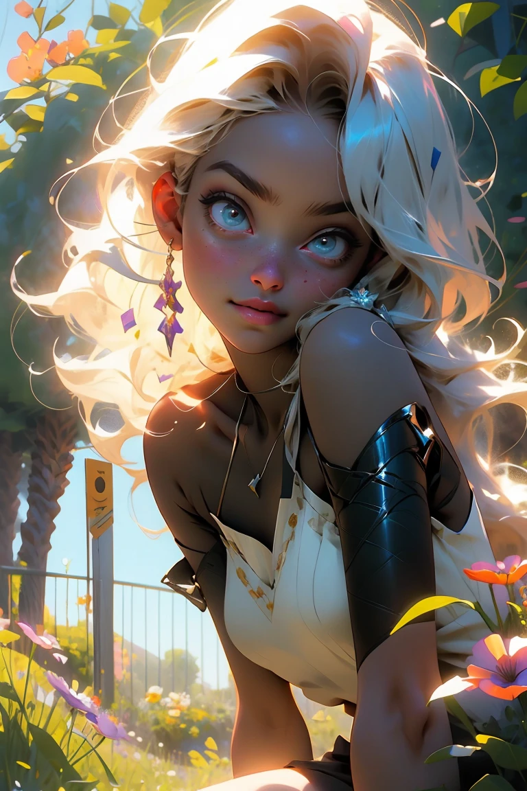 melancholy lighting, quiet, calm, brightness, masterpiece, best quality, 1girl, (JinxLol:1.2), (ultra photorealistic:1.3), (masterpiece:1.4), best quality, ((realistic)), high quality, ultra detailed, ((Real image)), ((realistic skin)), ((realistic face)),(illustration:1.05), (beautiful:1.05), (beautiful detailed eyes:1.05), (cinematic light:1.1), Full body, precise proportions, 25-year-old woman, skinny model lying on the grass, surrounding garden, tree shadow, DARK hair fluttering in the wind, tulle, long legs, slightly open feet, buttocks, blush, shyness, collarbone, abdominals, double weave, beautiful and delicate face, fair skin, real skin, (face detail), pores, super high resolution, 8k, parameters Best quality, masterpiece, super high resolution, (Realistic 2.0), More details, detailed skin, , wide smile, white teeth, voluminous DARK curly hair, perfect and well designed eyes, girlfriend, beautiful, beautiful, flowers, studio lighting