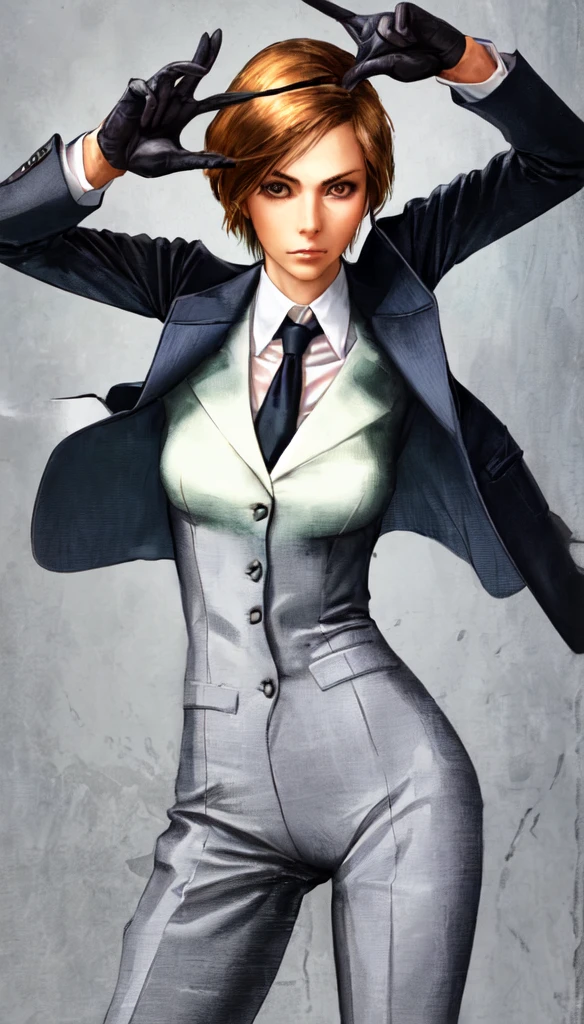 Woman, fix the glove, suit